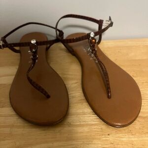 Italian Shoemakers Brown Jewelled Sandals Size 8